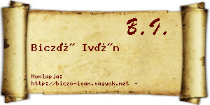 Biczó Iván névjegykártya